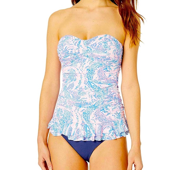 Lilly Pulitzer Carmen Ruffled Tankini Coastal Blue - Picture 2 of 7